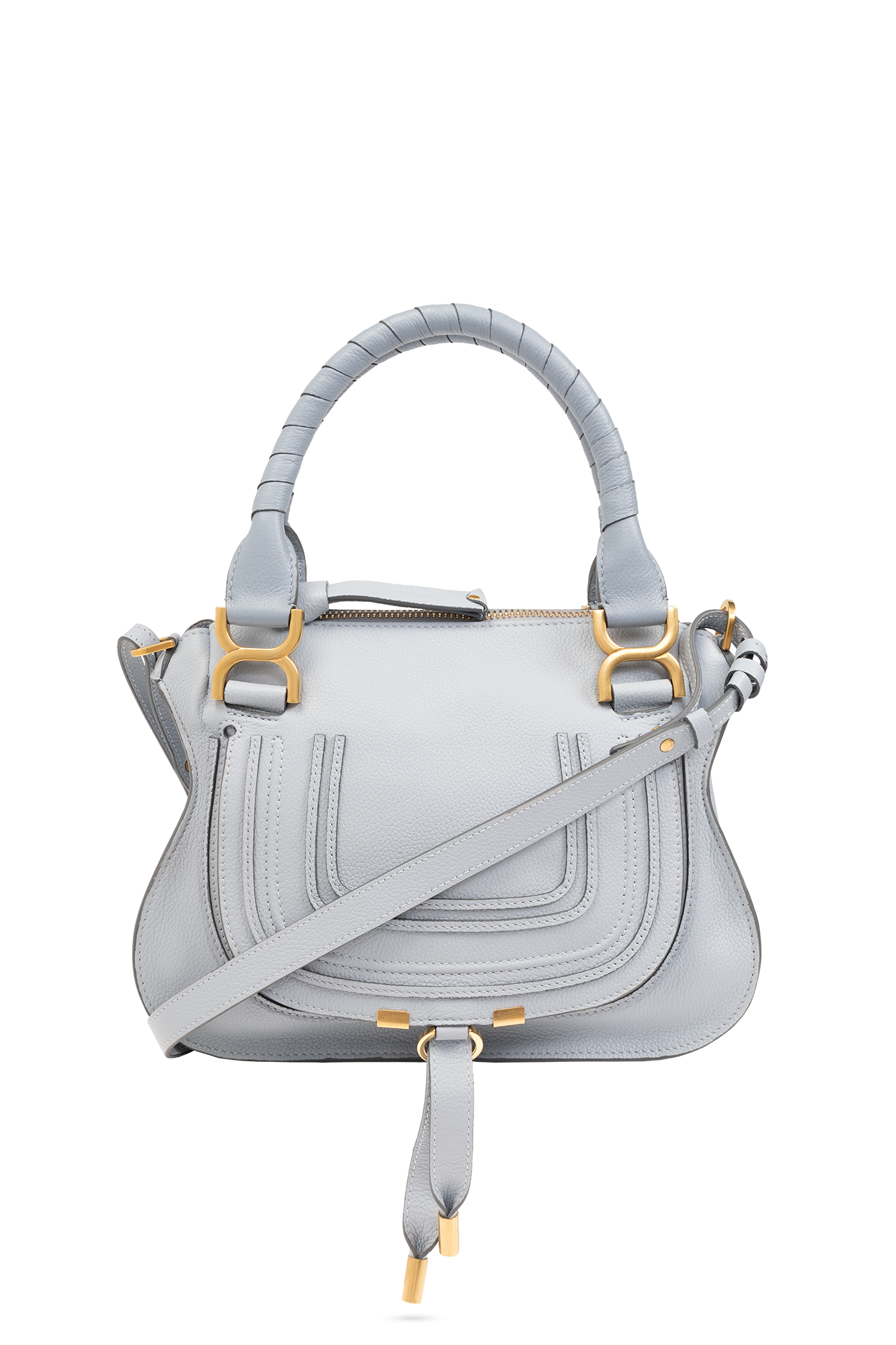 【関税&送料込】Chloe Marcie Small Shoulder Bag Chloé Small Marcie Bag In Grained Leather in Cashmere grey
